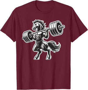 Horse Powerlifting Weightlifting Gym Workout T-Shirt - T-Shirt | Maroon