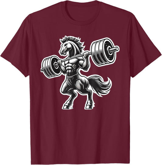 Horse Powerlifting Weightlifting Gym Workout T-Shirt - T-Shirt | Maroon