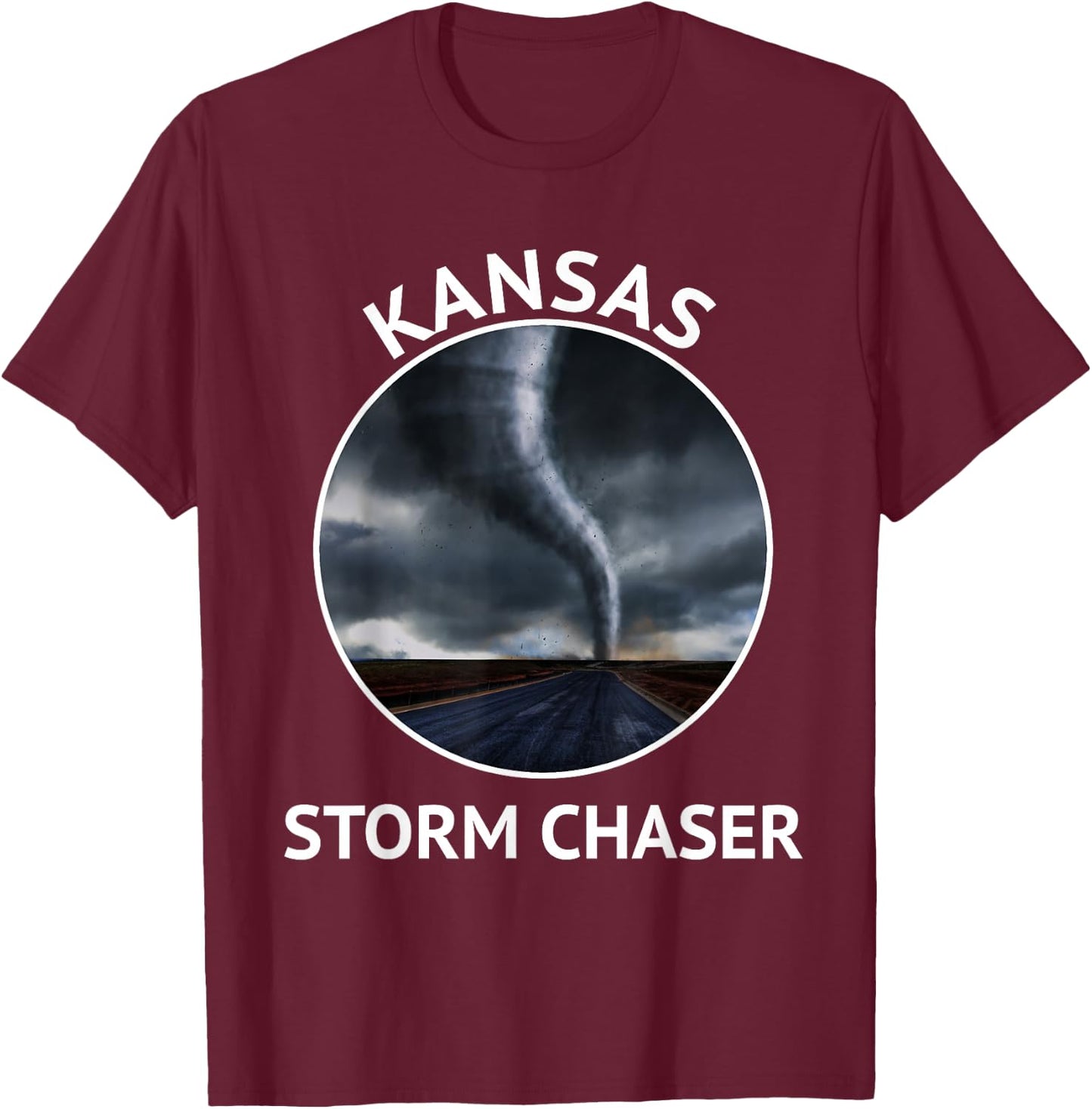 Kansas Weather Storm Tornado Hurricane Chaser Men Women T-Shirt - T-Shirt | Maroon
