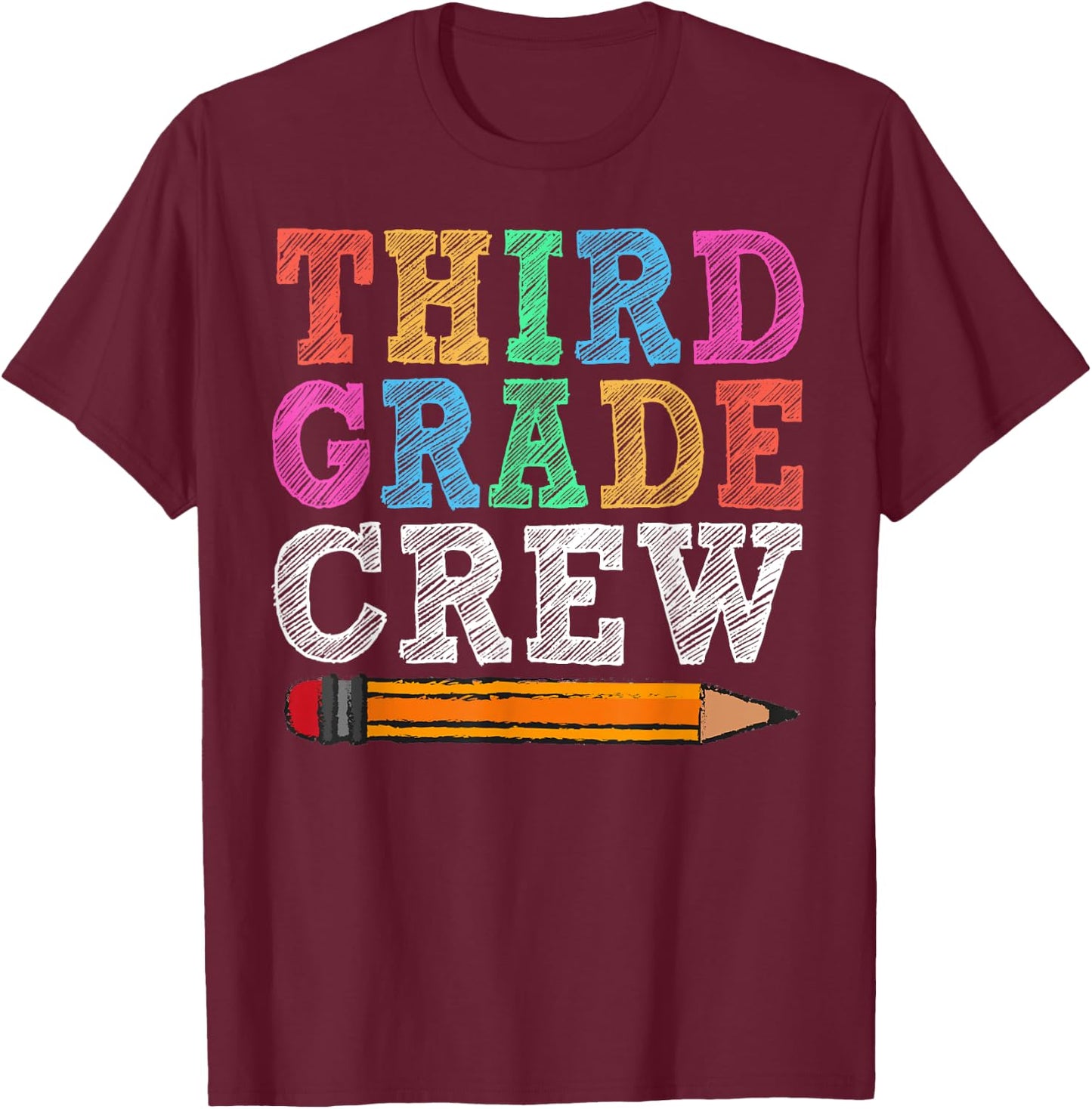 Third Grade Crew 3rd Grade Gift Back To School T-Shirt - T-Shirt | Maroon
