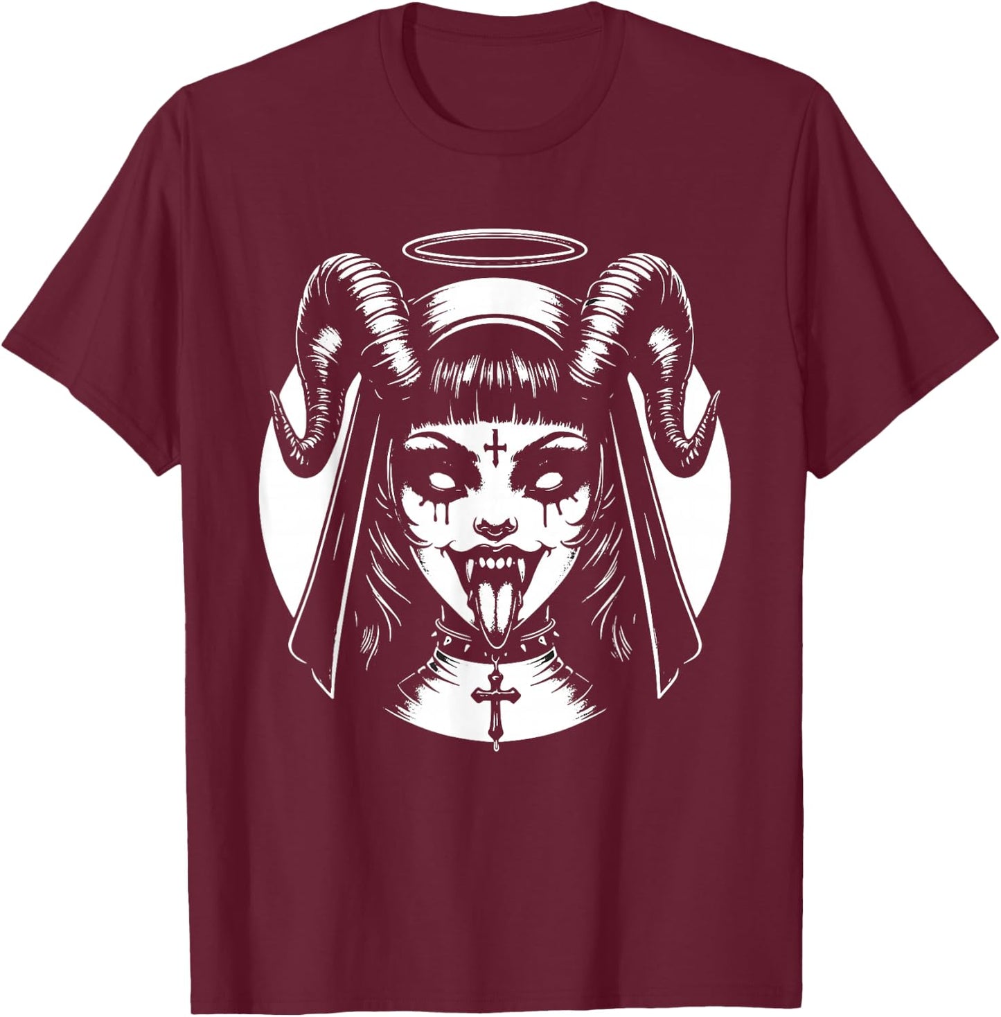 Devil Nun Goth Emo Punk Gothic Satanic Occult T-Shirt - T-Shirt | Maroon