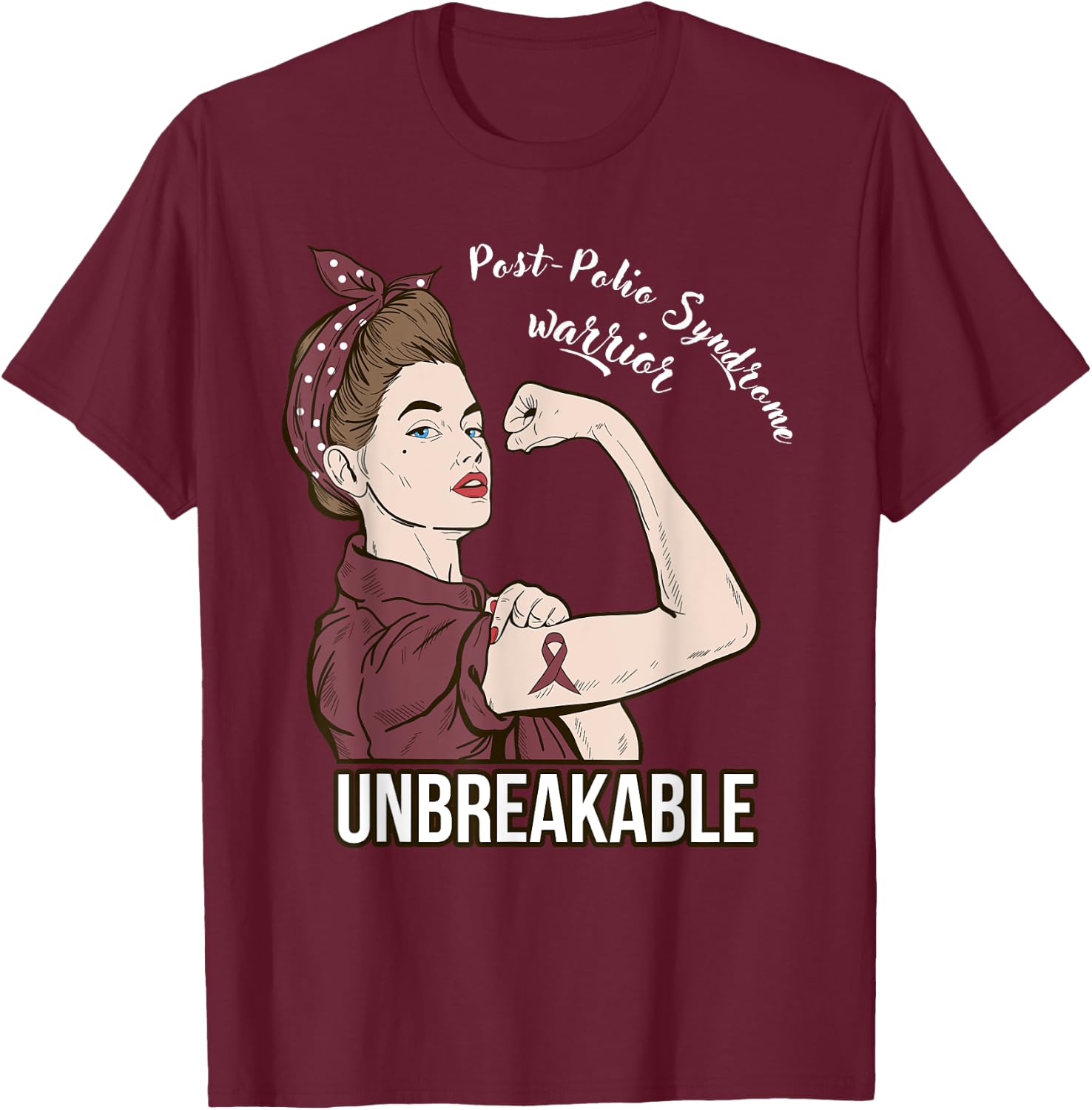 Post-Polio Syndrome Awareness Warrior Support Fight T-Shirt - T-Shirt | Maroon
