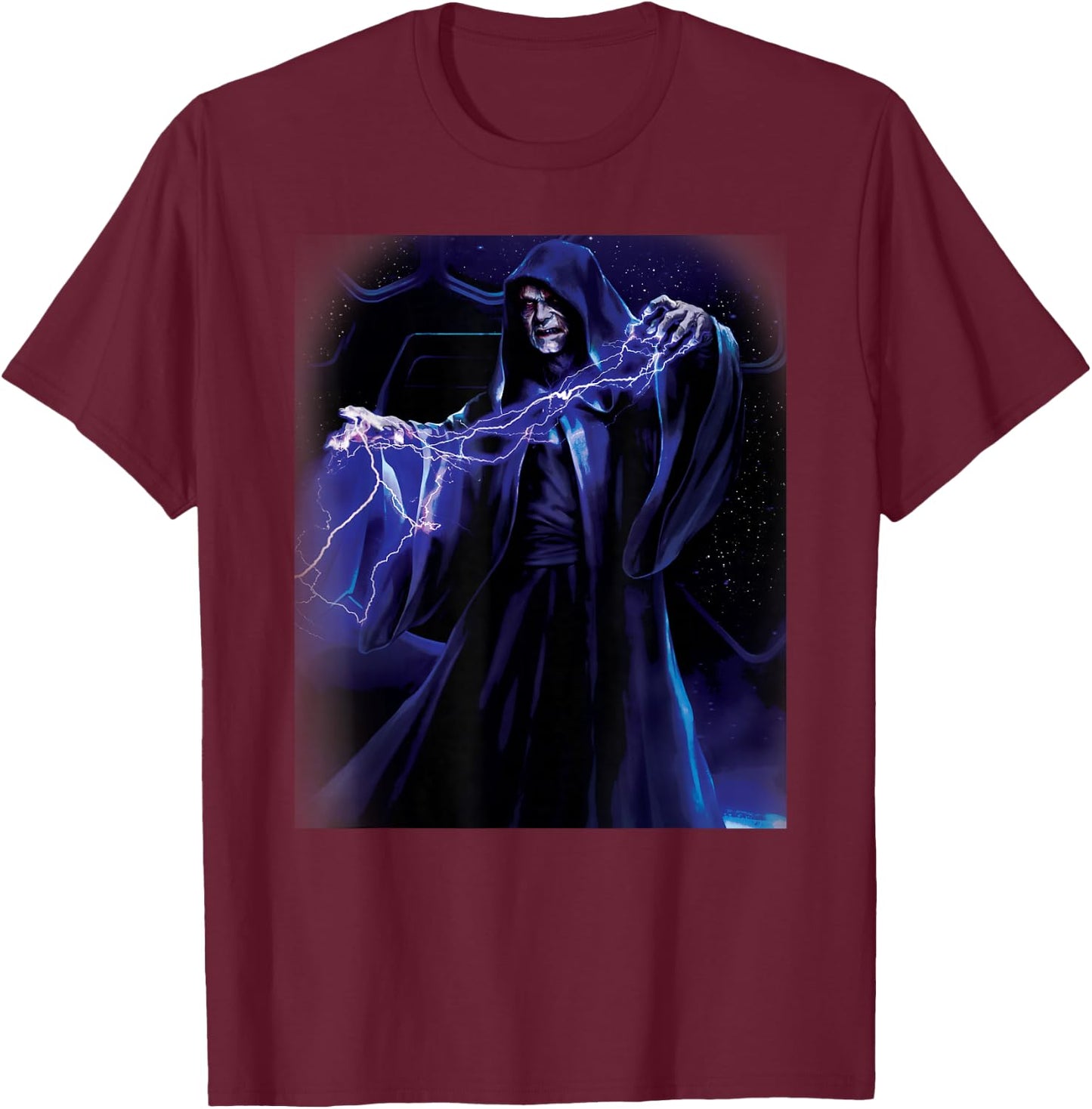 Star Wars Emperor Palpatine Darth Sidious Force Lightning T-Shirt - T-Shirt | Maroon
