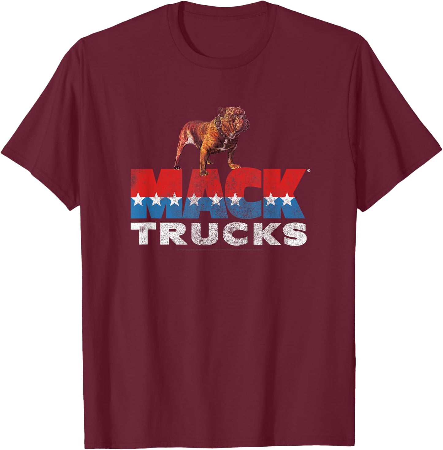 Mack Trucks Retro Mack Logo Distressed T-Shirt - T-Shirt | Maroon