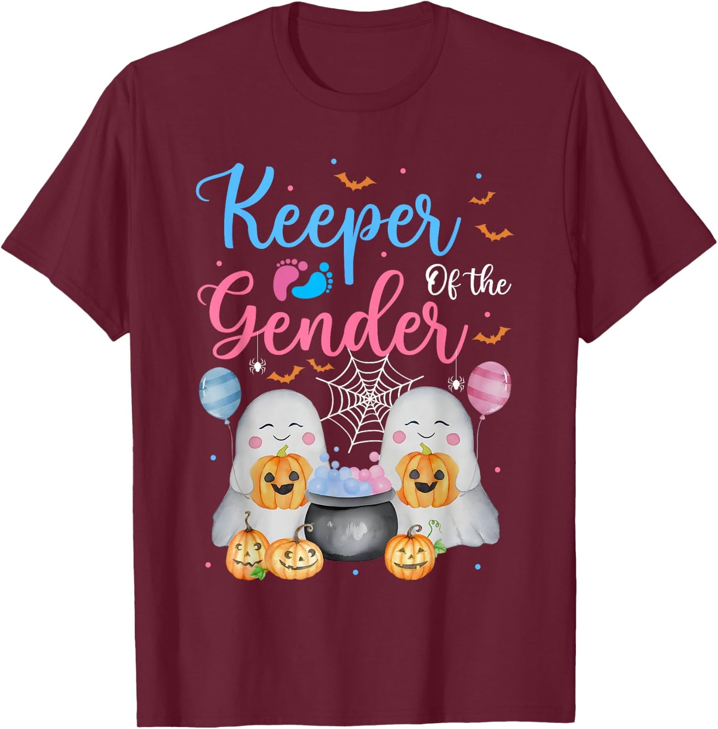 Keeper of the Gender Halloween Shirt Ghost Baby Shower T-Shirt - T-Shirt | Maroon