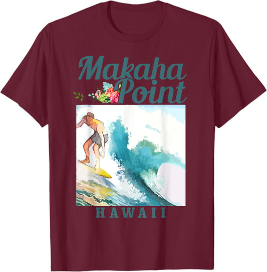 Makaha Point Hawaii Surfing Vintage Surfer T-Shirt - T-Shirt | Maroon
