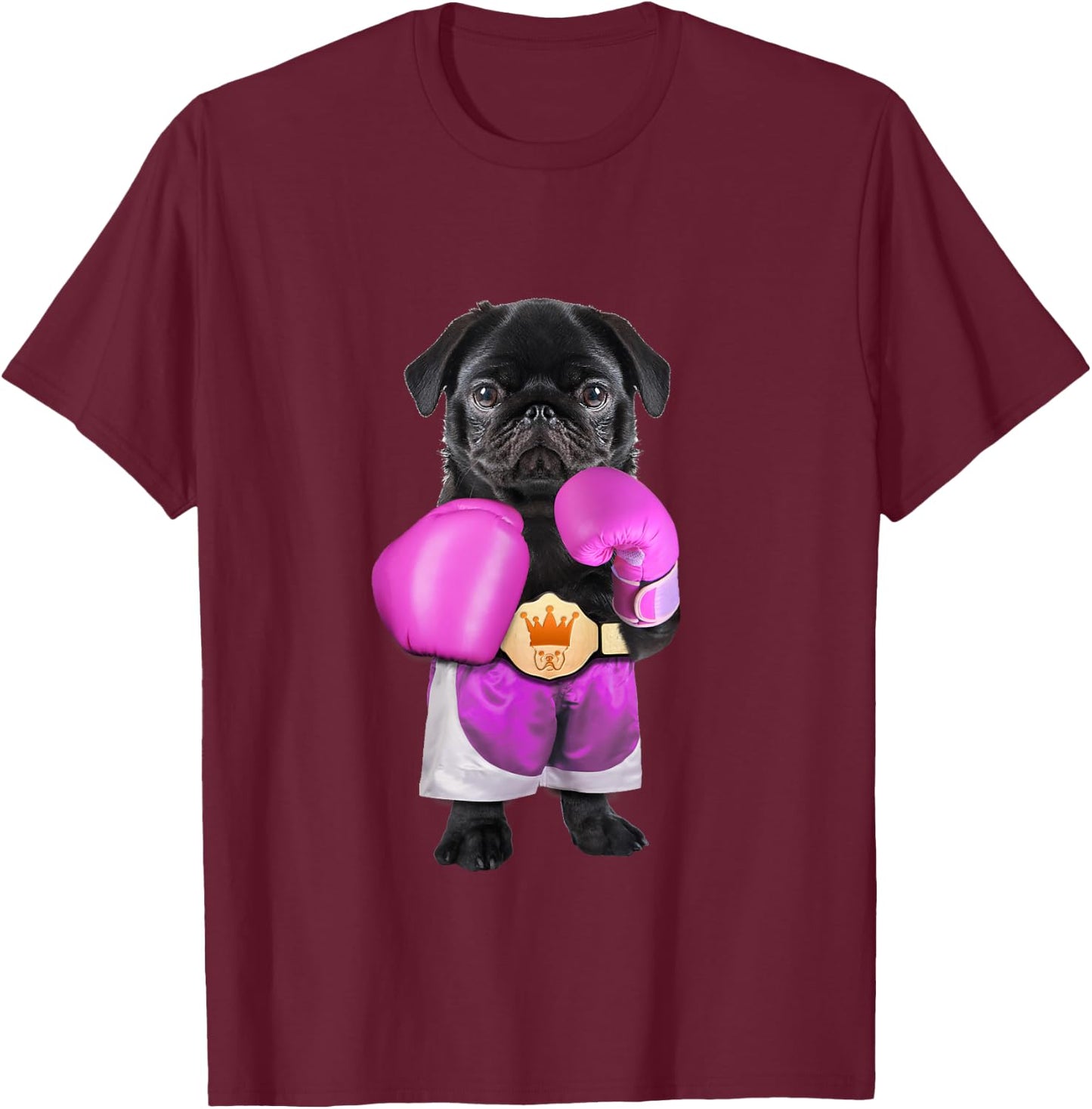 Pug dog Boxing Funny Fitness Gym Workout T-Shirt - T-Shirt | Maroon