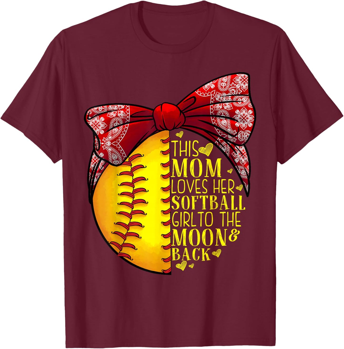 Funny Softball Gift Mom Women Pitcher Catcher Girls Lovers T-Shirt - T-Shirt | Maroon