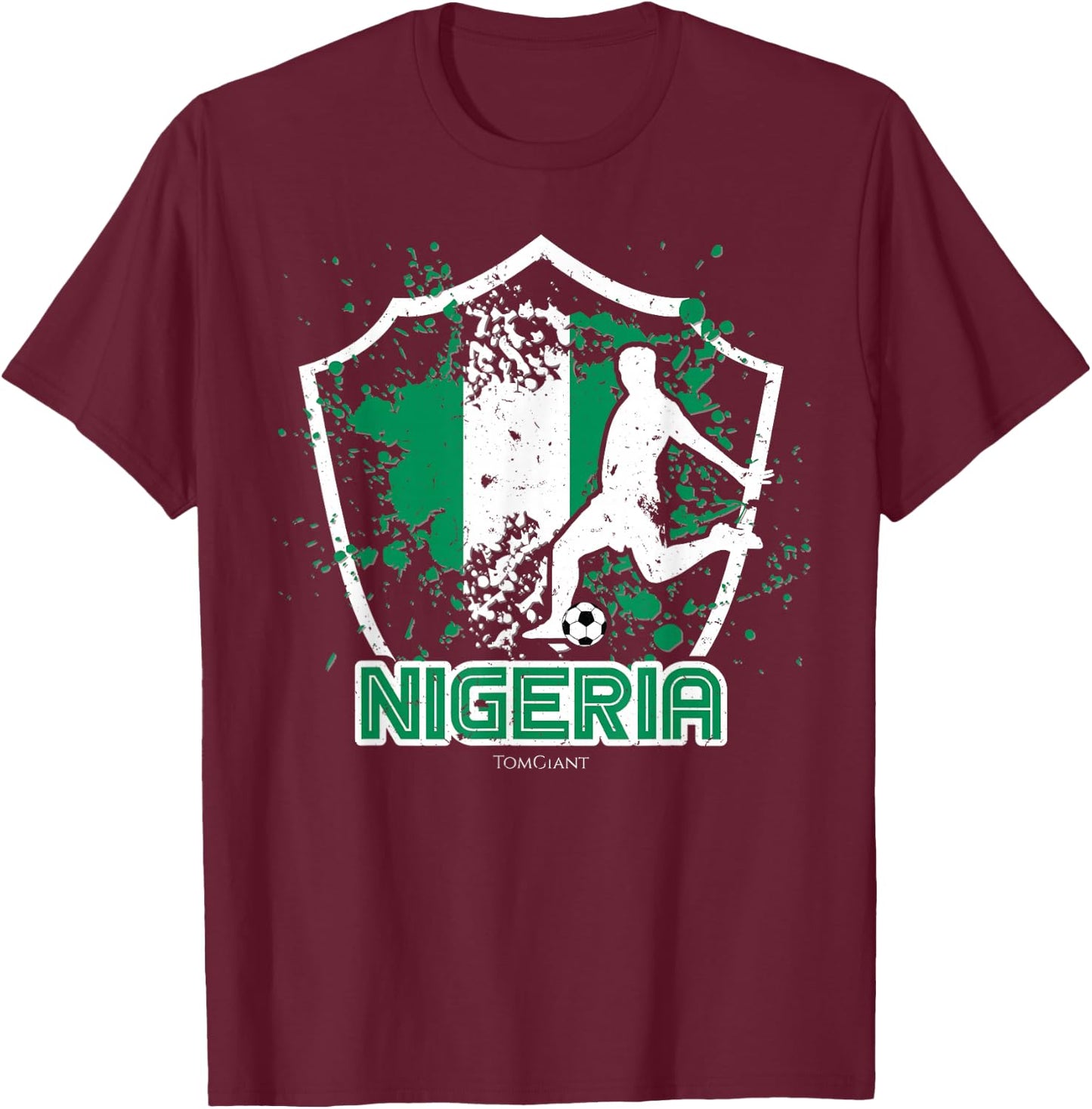 Soccer Football Nigeria Nigerian World National Game Gift T-Shirt - T-Shirt | Maroon