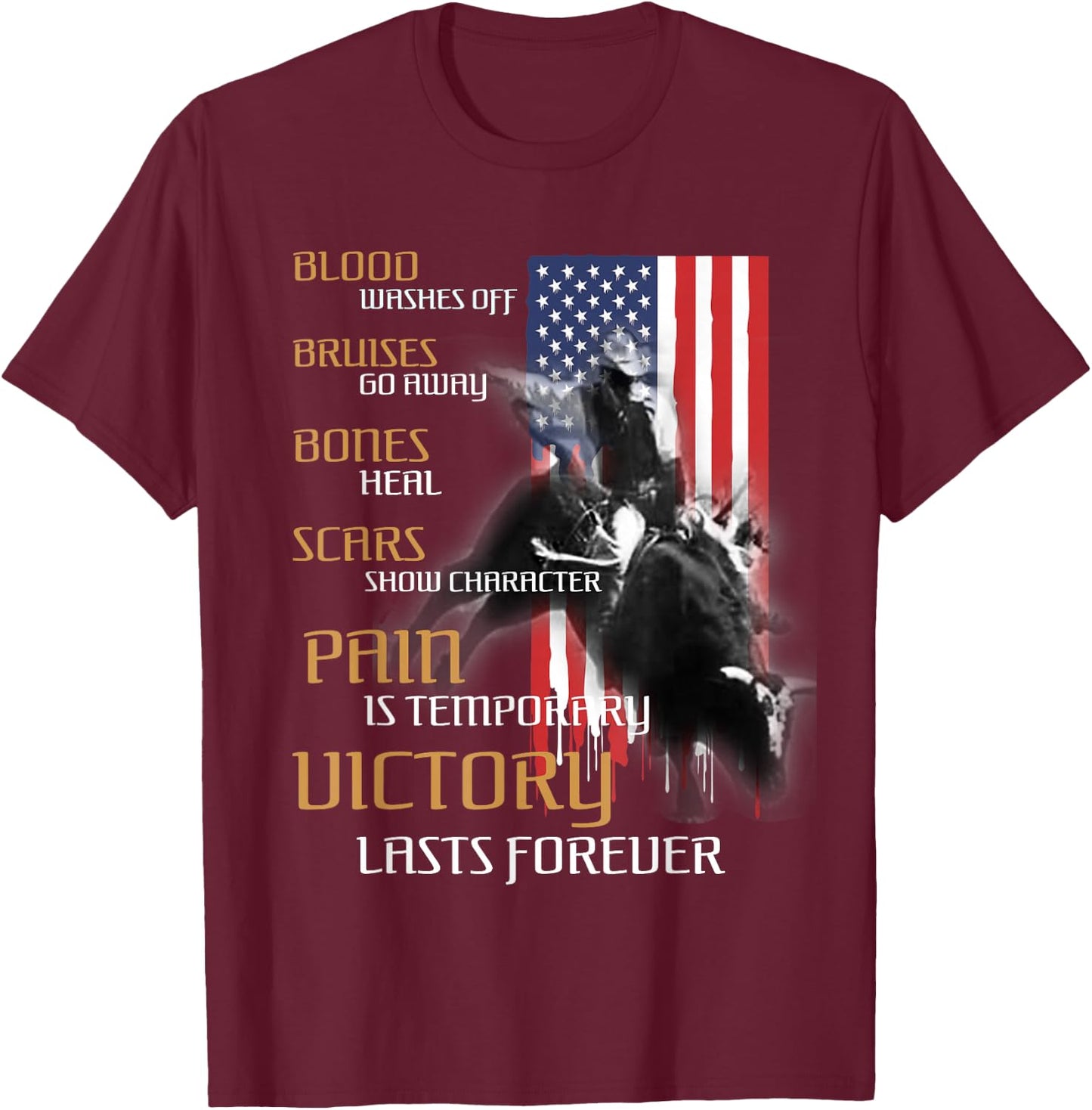 Texas Rider America Western Bull Riding T-Shirt - T-Shirt | Maroon
