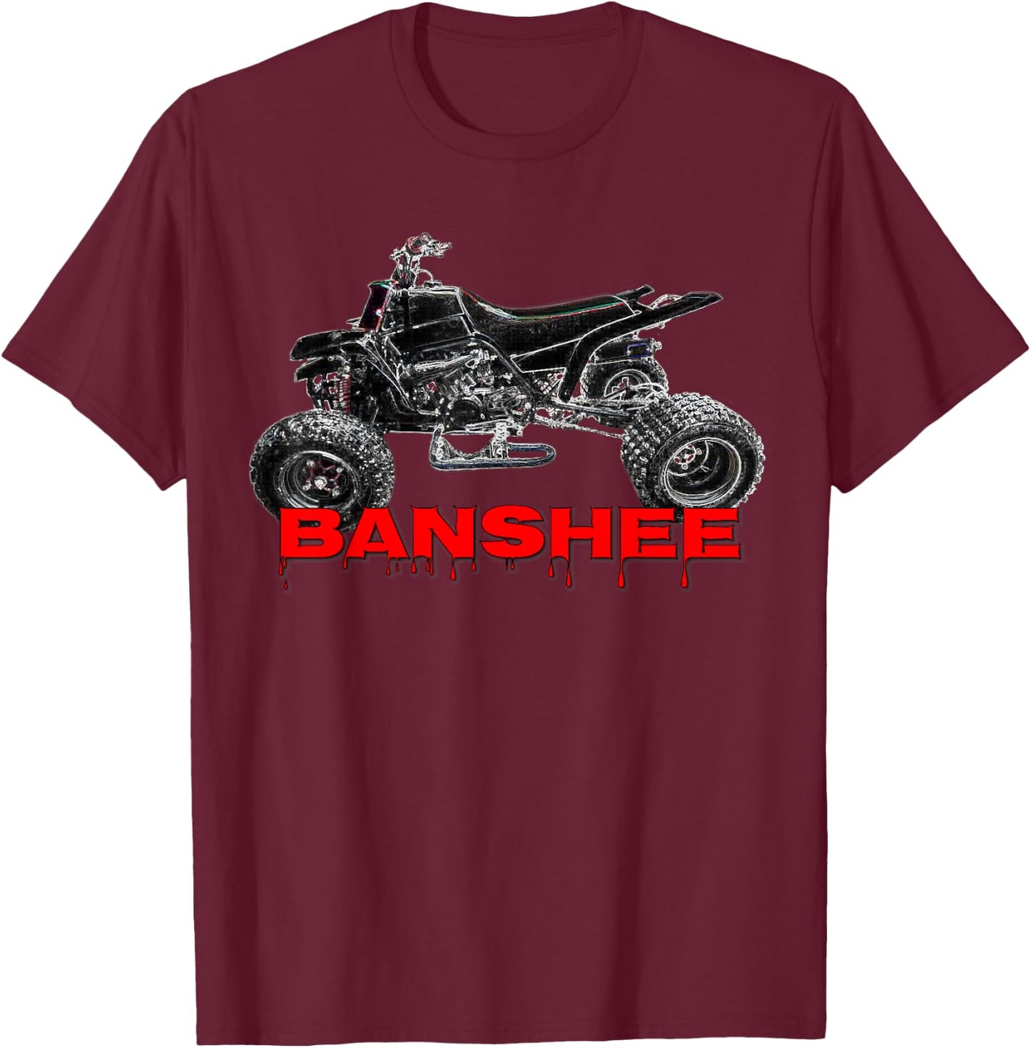 Banshee Quad, ATV, ATC, Vintage, Retro, All Terrain Vehicle T-Shirt - T-Shirt | Maroon