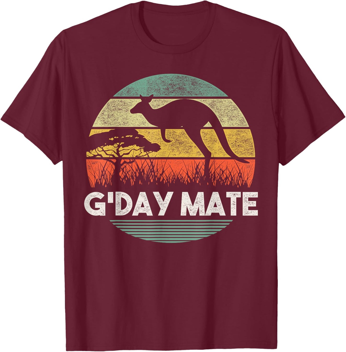 Australia G'Day Mate Shirt Funny Kangaroo Australian Vintage T-Shirt - T-Shirt | Maroon