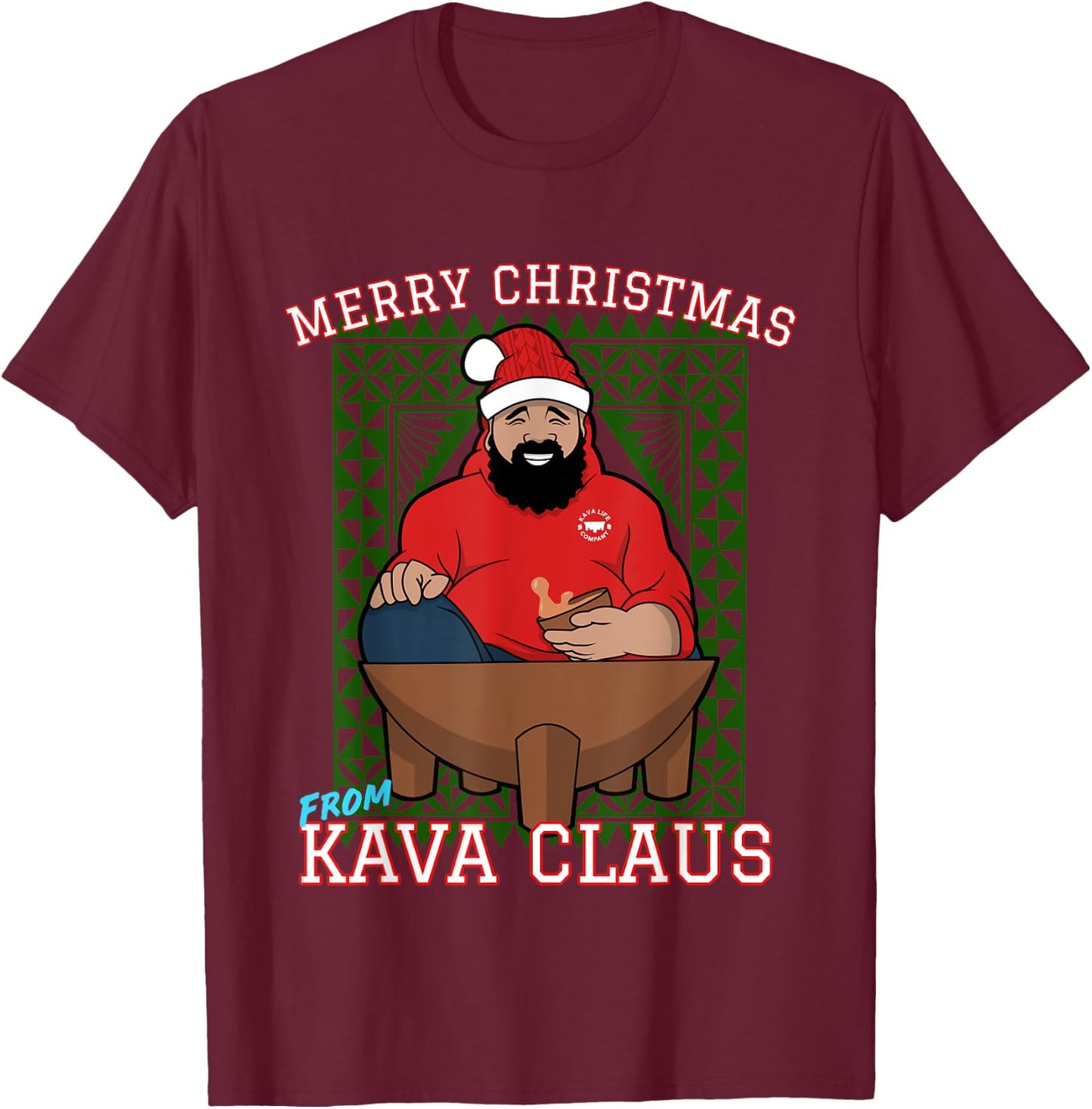 Merry Christmas from Kava Claus T-Shirt - T-Shirt | Maroon