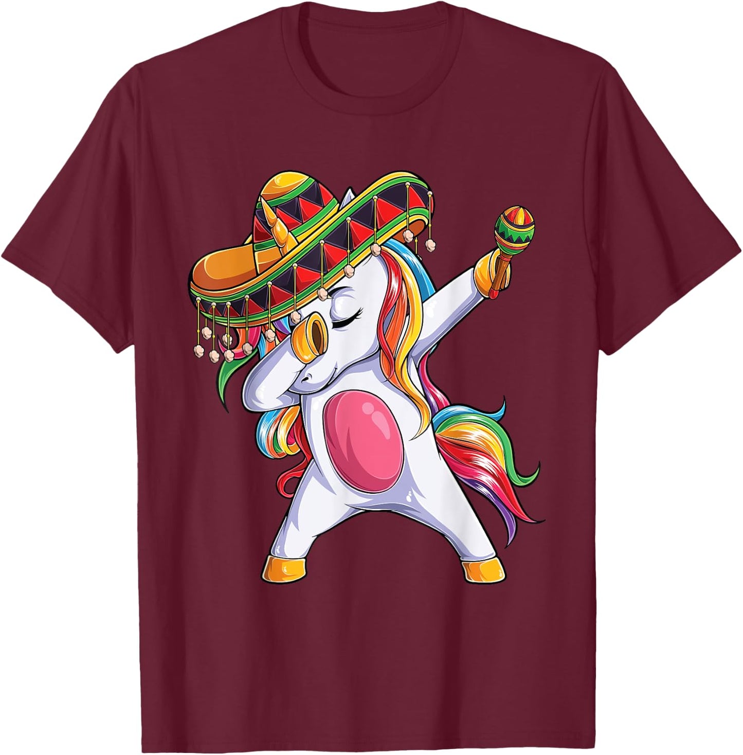 Dabbing Unicorn Cinco de Mayo Kids Girls Women Mexican gift T-Shirt - T-Shirt | Maroon