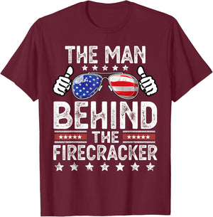 The Man Behind the Firecracker 4th of July Men's Pregnancy T-Shirt - T-Shirt | Maroon