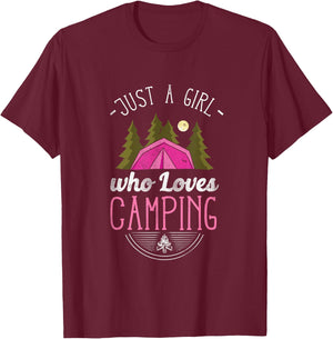 Just A Girl Who Loves Camping T-Shirt - T-Shirt | Maroon
