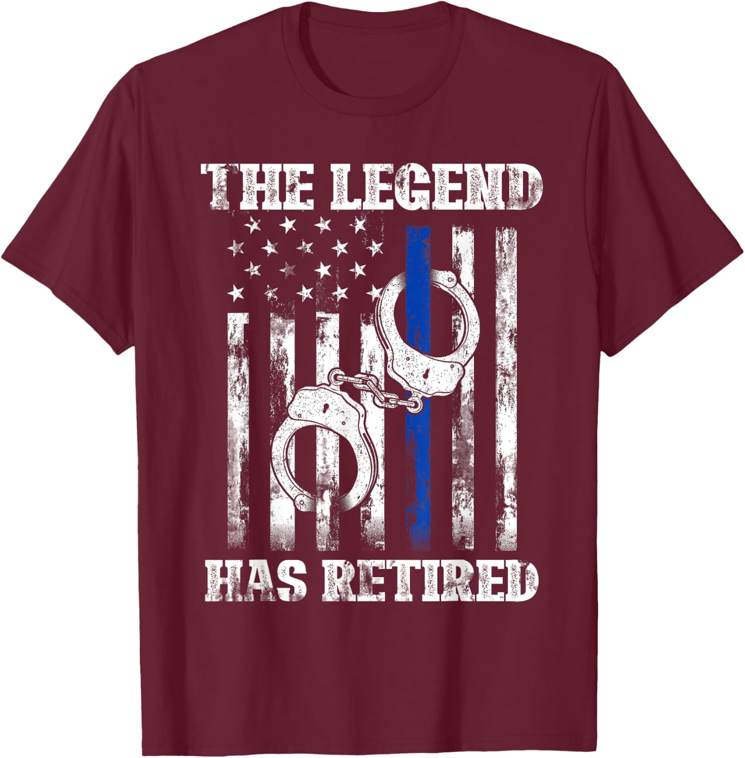 Retired Law Enforcement Officer Thin Blue Line Police T-Shirt - T-Shirt | Maroon