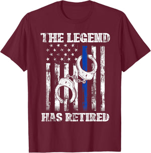 Retired Law Enforcement Officer Thin Blue Line Police T-Shirt - T-Shirt | Maroon