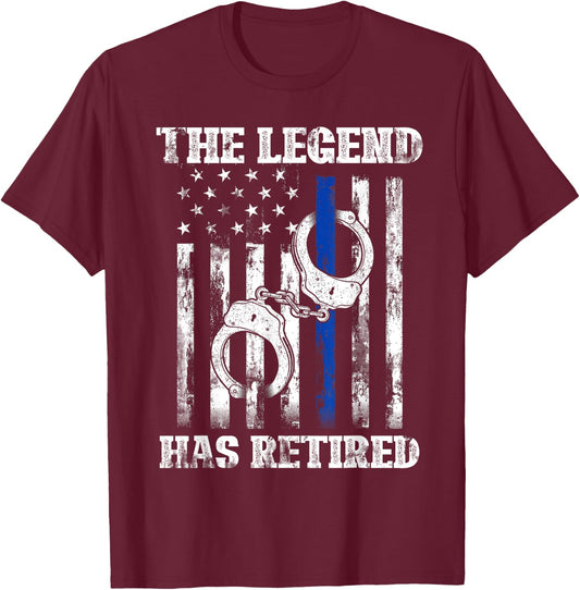 Retired Law Enforcement Officer Thin Blue Line Police T-Shirt - T-Shirt | Maroon