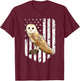 White American Flag Barn Owl Bird 4th Of July Women Men T-Shirt - T-Shirt | Maroon
