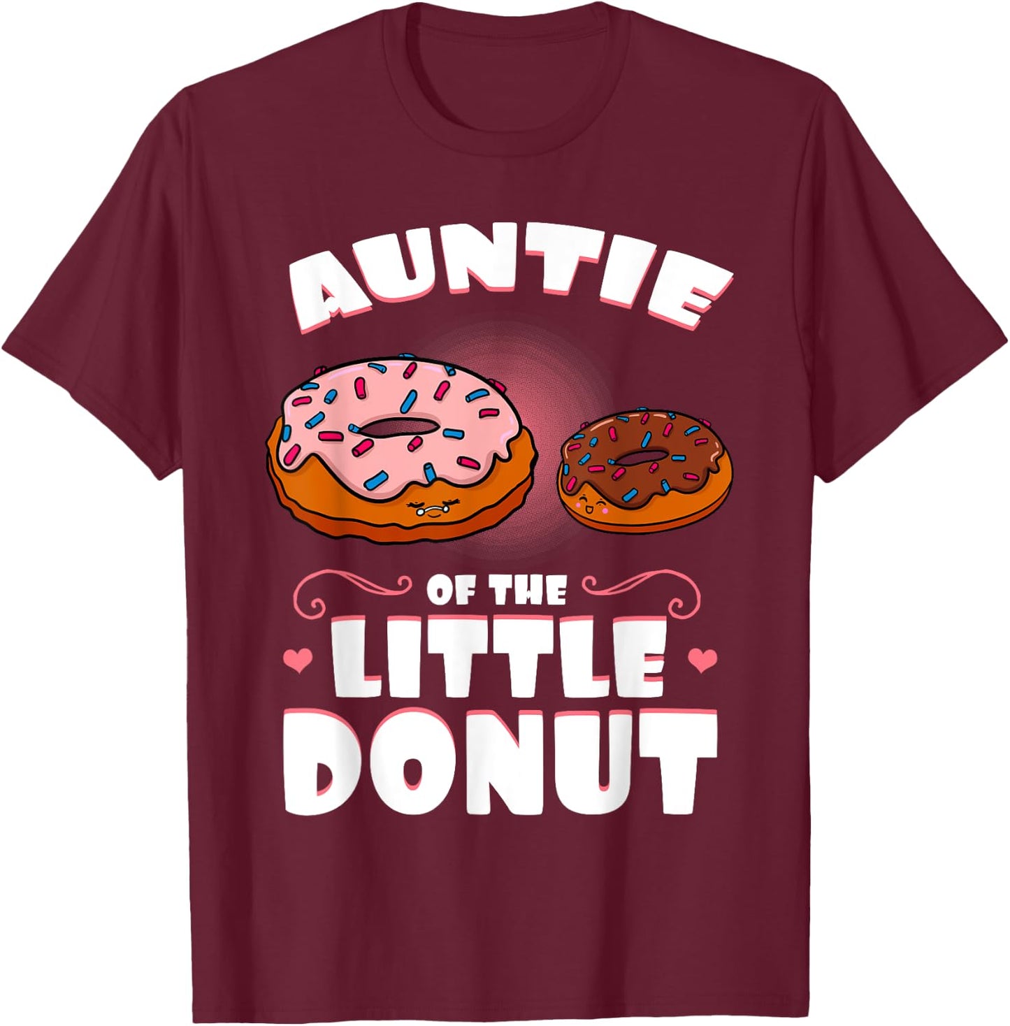 Auntie Of The Little Donut Gender Reveal Baby Shower T-Shirt - T-Shirt | Maroon