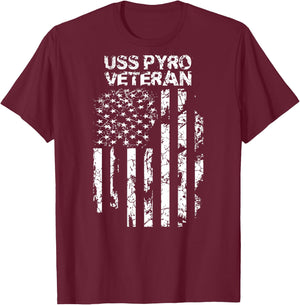 USS Pyro Veteran T-Shirt - T-Shirt | Maroon