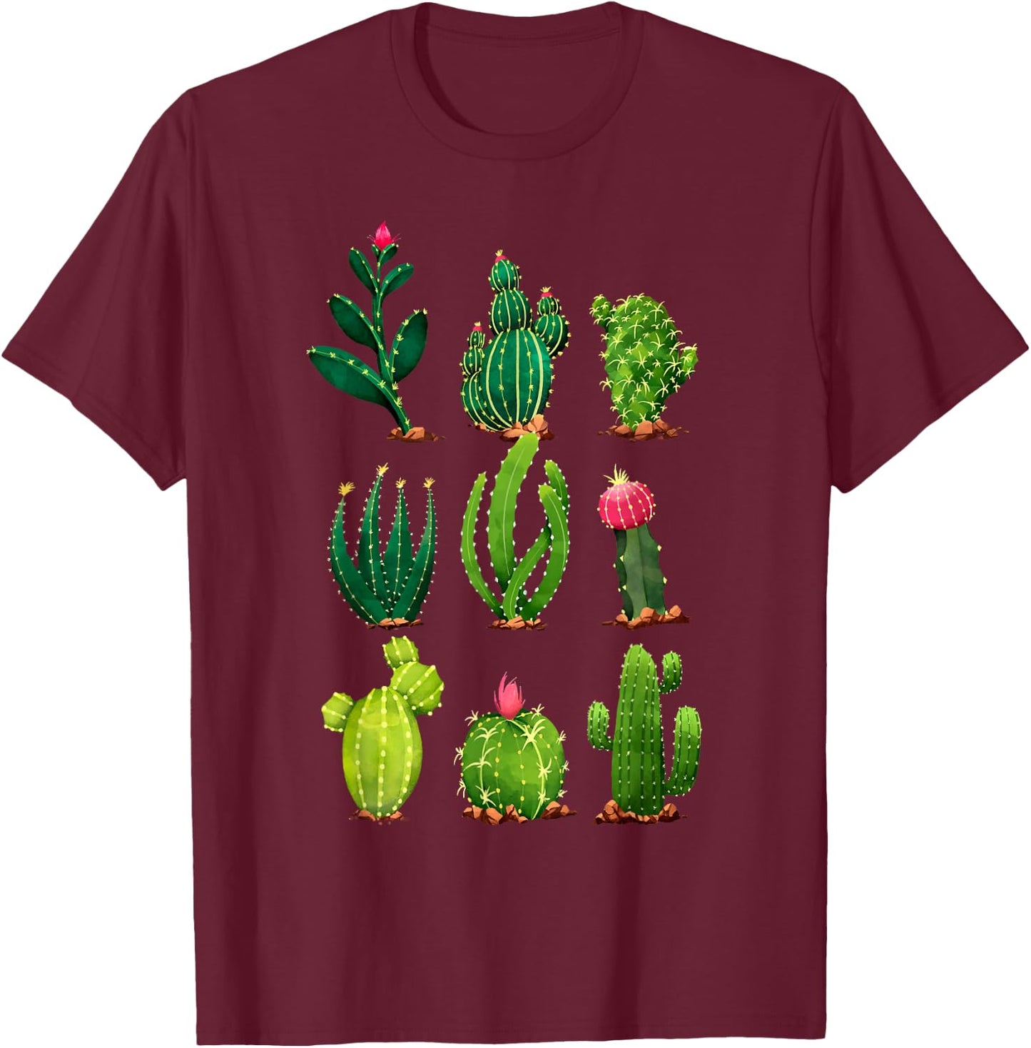 Plant Enthusiast Planting Gardener Gifts Cactus Plants , -Adults, Black, Short Sleeve, , Small T-Shirt - T-Shirt | Maroon