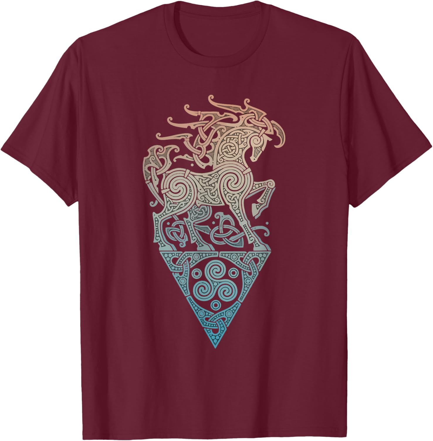 Great Love Horses VIKING CELTIC odins horse T-Shirt - T-Shirt | Maroon