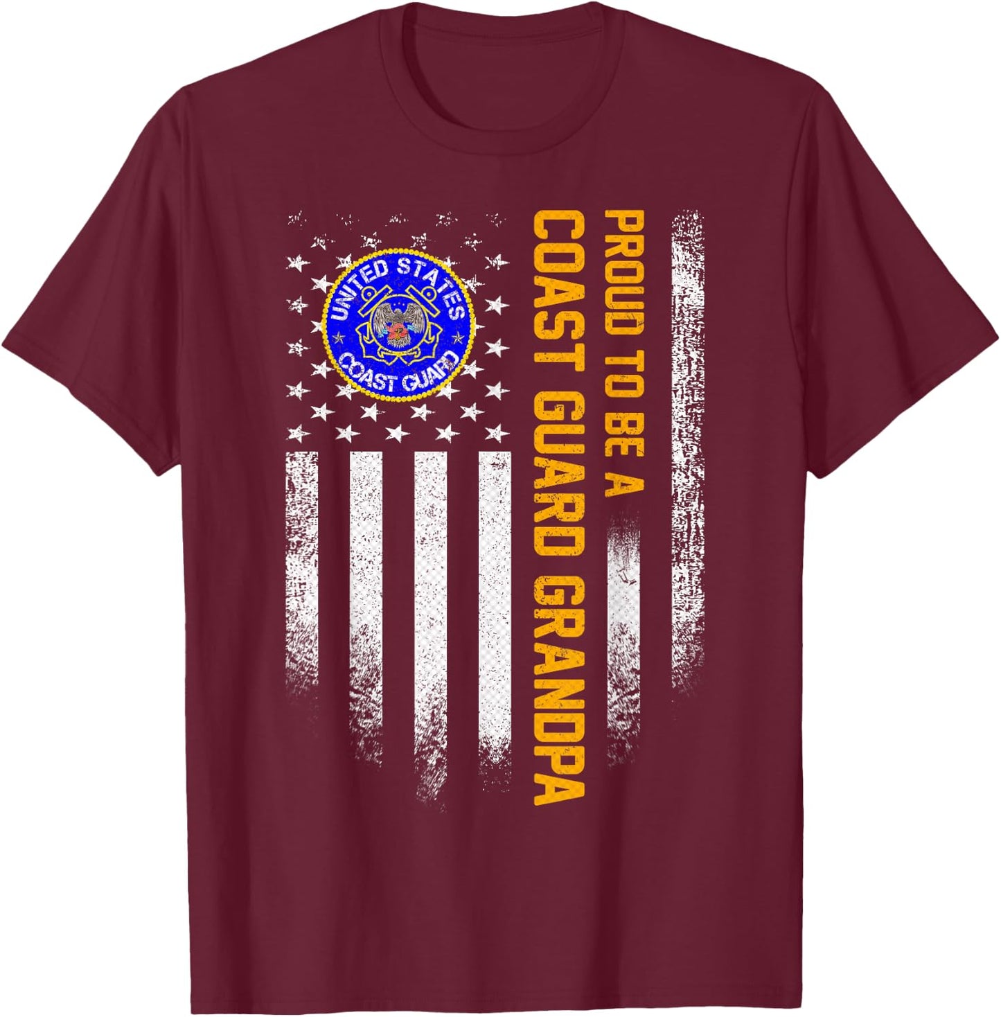 Vintage USA American Flag Proud To Be A Coast Guard Grandpa Men T-Shirt - T-Shirt | Maroon