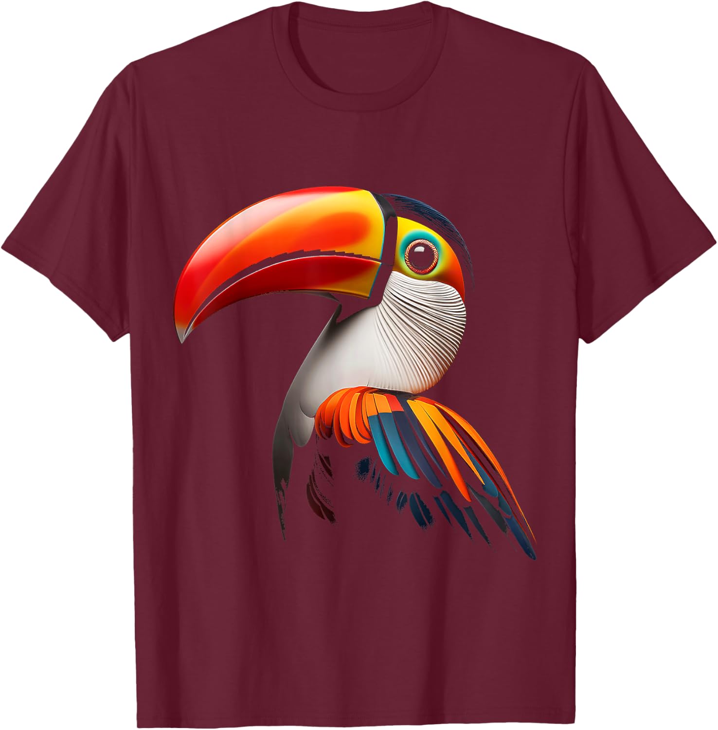 Toucan Bird Colorful Art Animal Graphic Motif Toucan T-Shirt - T-Shirt | Maroon