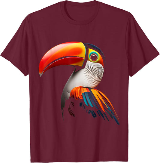 Toucan Bird Colorful Art Animal Graphic Motif Toucan T-Shirt - T-Shirt | Maroon
