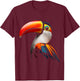 Toucan Bird Colorful Art Animal Graphic Motif Toucan T-Shirt - T-Shirt | Maroon