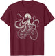 Octopus On Bicycle Funny Cycling Squid Road Bike Cyclist T-Shirt - T-Shirt | Maroon