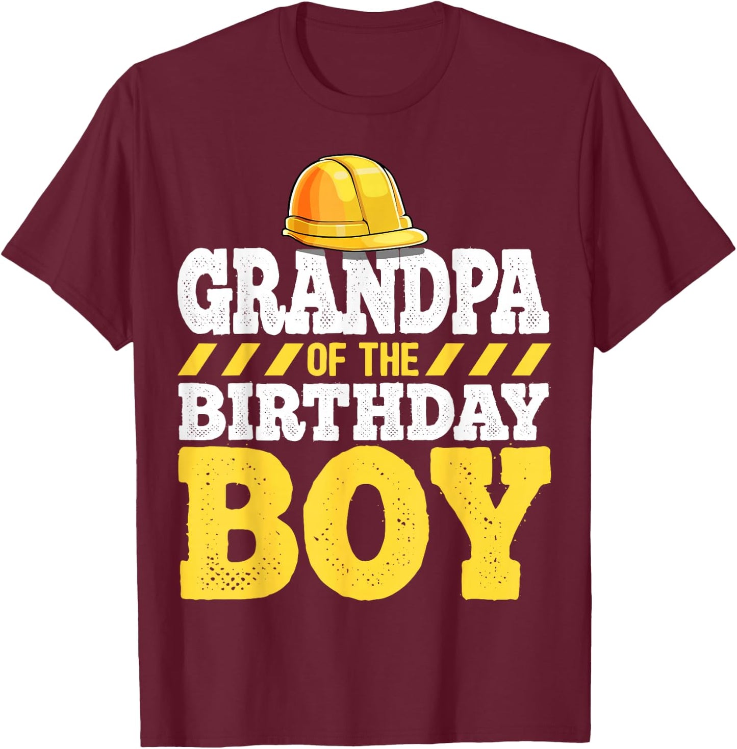Grandpa of the Birthday Boy Construction Birthday Party T-Shirt - T-Shirt | Maroon