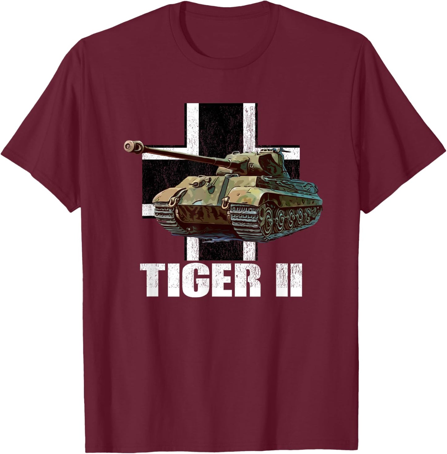 Tiger II German Heavy Tank WW2 Panzer Armored T-Shirt - T-Shirt | Maroon