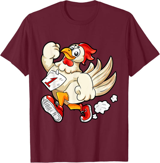 Marathon runner | running chicken motivation sport humor T-Shirt - T-Shirt | Maroon
