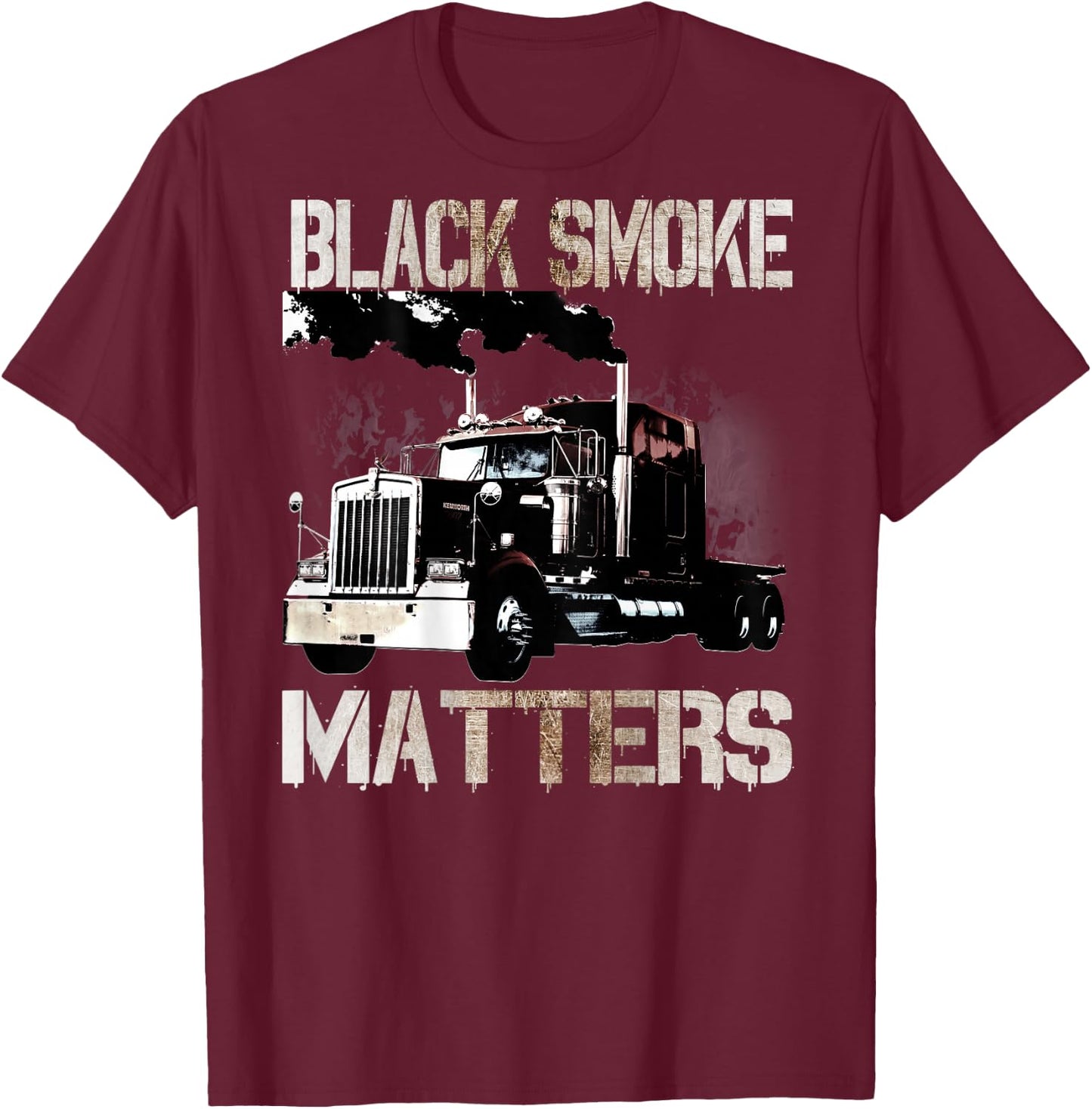 Trucker Tractor Trailer 18 Wheeler Design On Back T-Shirt - T-Shirt | Maroon