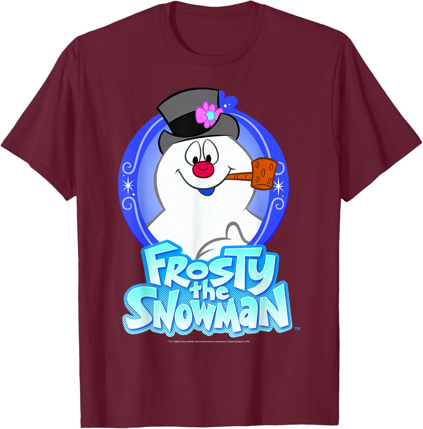 Frosty The Snowman Portrait Logo T-Shirt - T-Shirt | Maroon