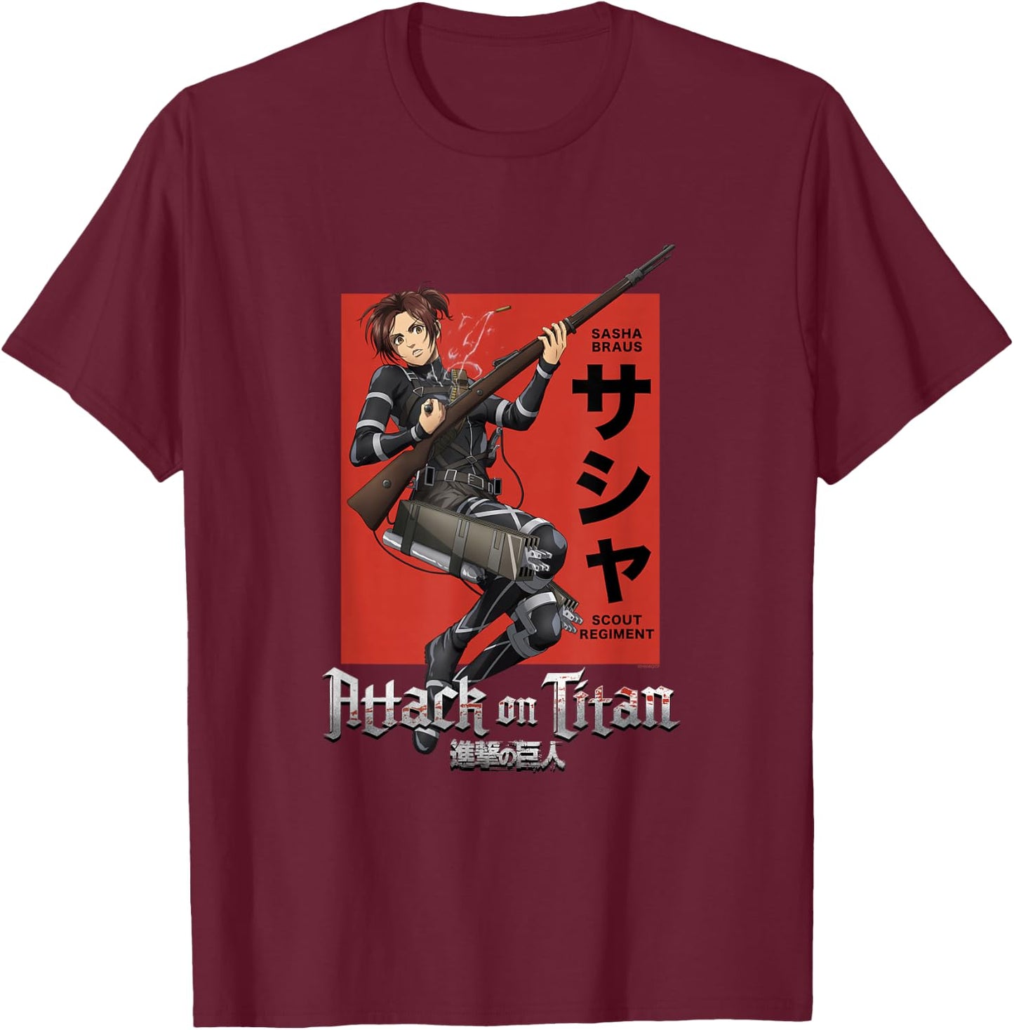 Attack on Titan Season 4 Sasha Loading Gun Anime T-Shirt - T-Shirt | Maroon