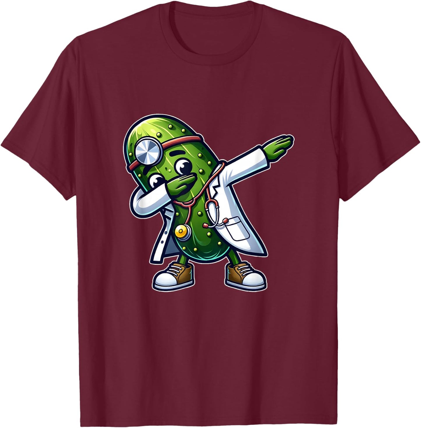 Dabbing Pickle Fun Medical Doctor T-Shirt - T-Shirt | Maroon