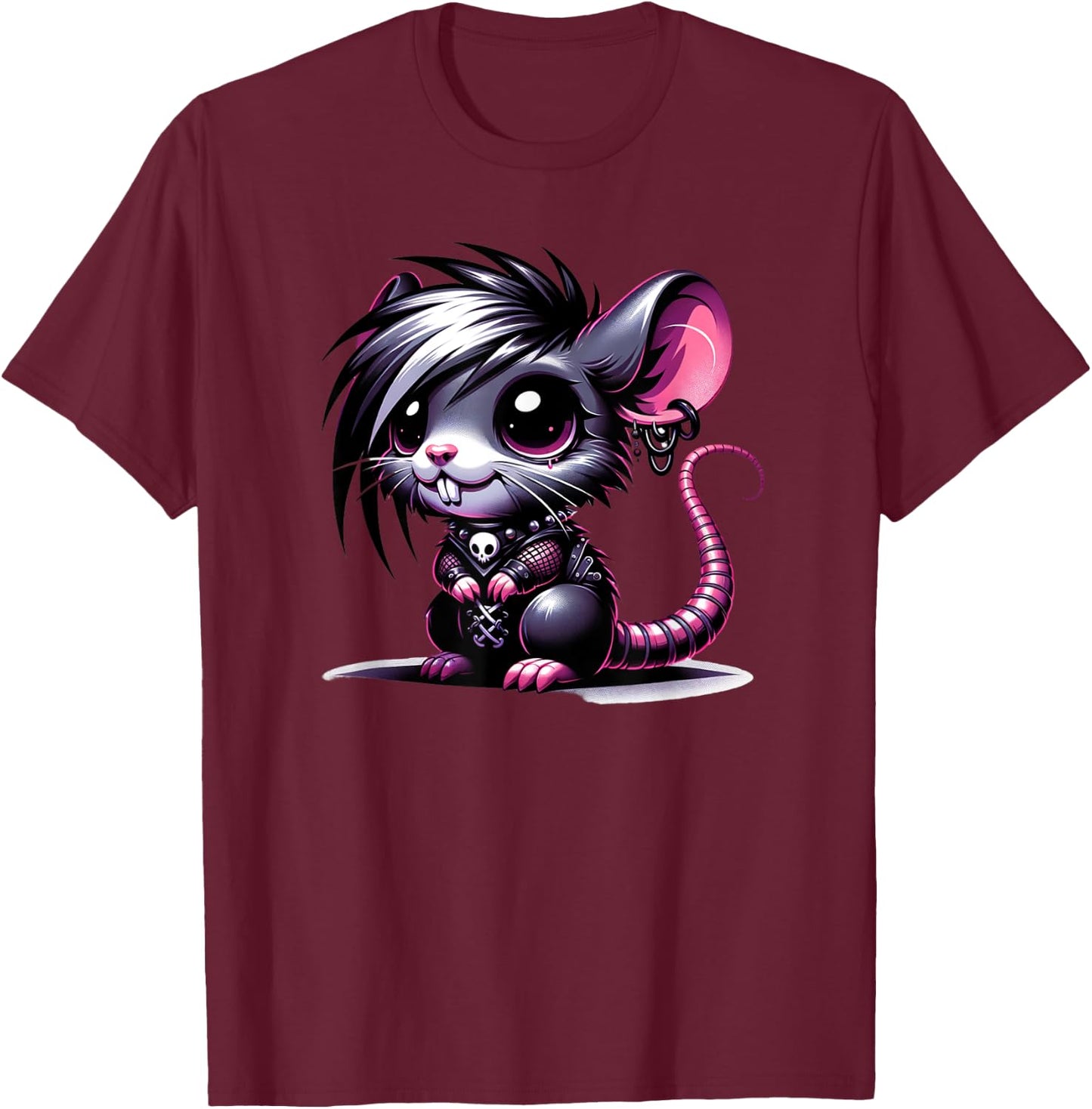 Anime Goth Rat Magic Witch Kitten T-Shirt - T-Shirt | Maroon