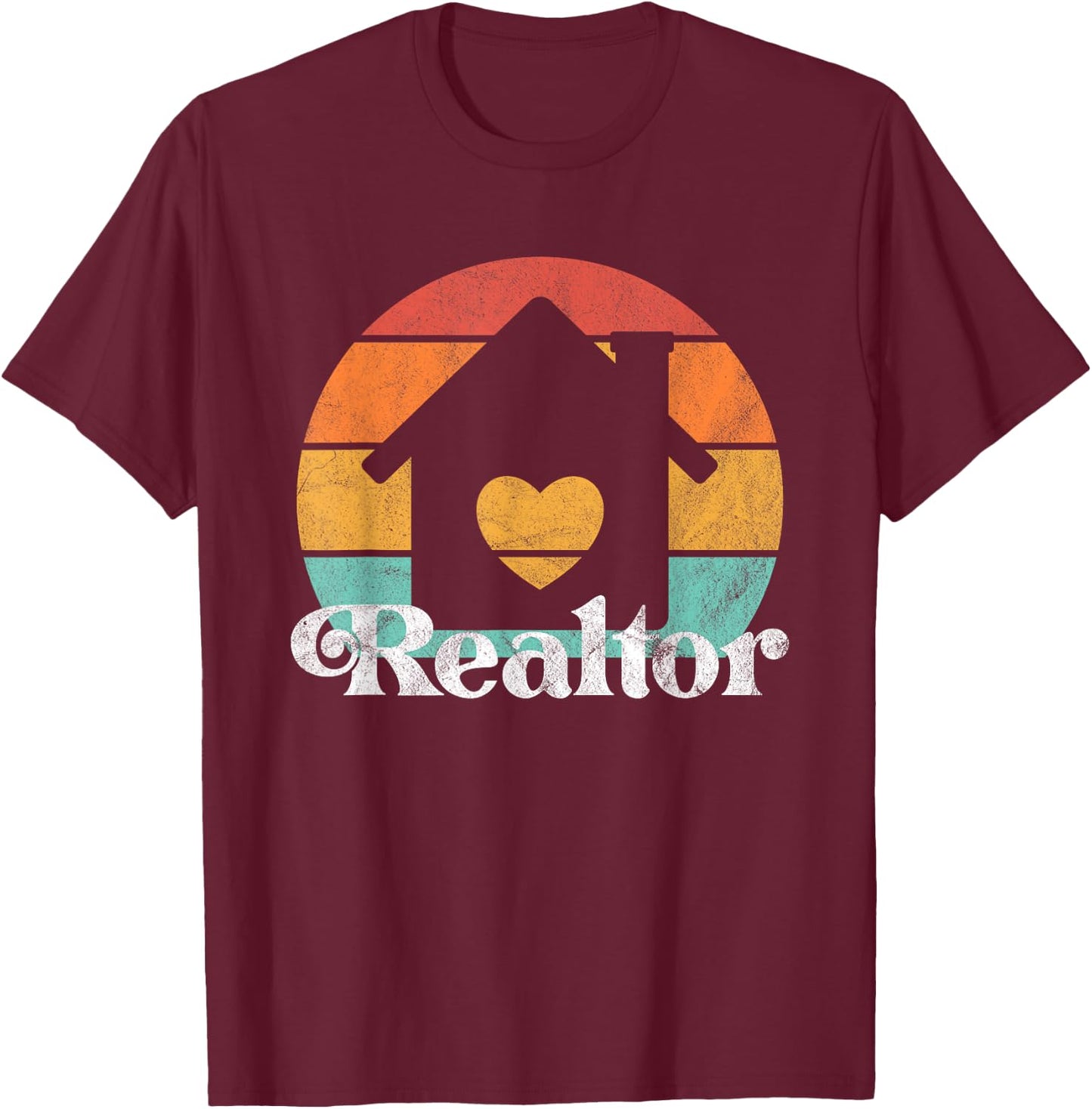 Real Estate or Realtor Retro Vintage T-Shirt - T-Shirt | Maroon