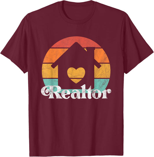Real Estate or Realtor Retro Vintage T-Shirt - T-Shirt | Maroon