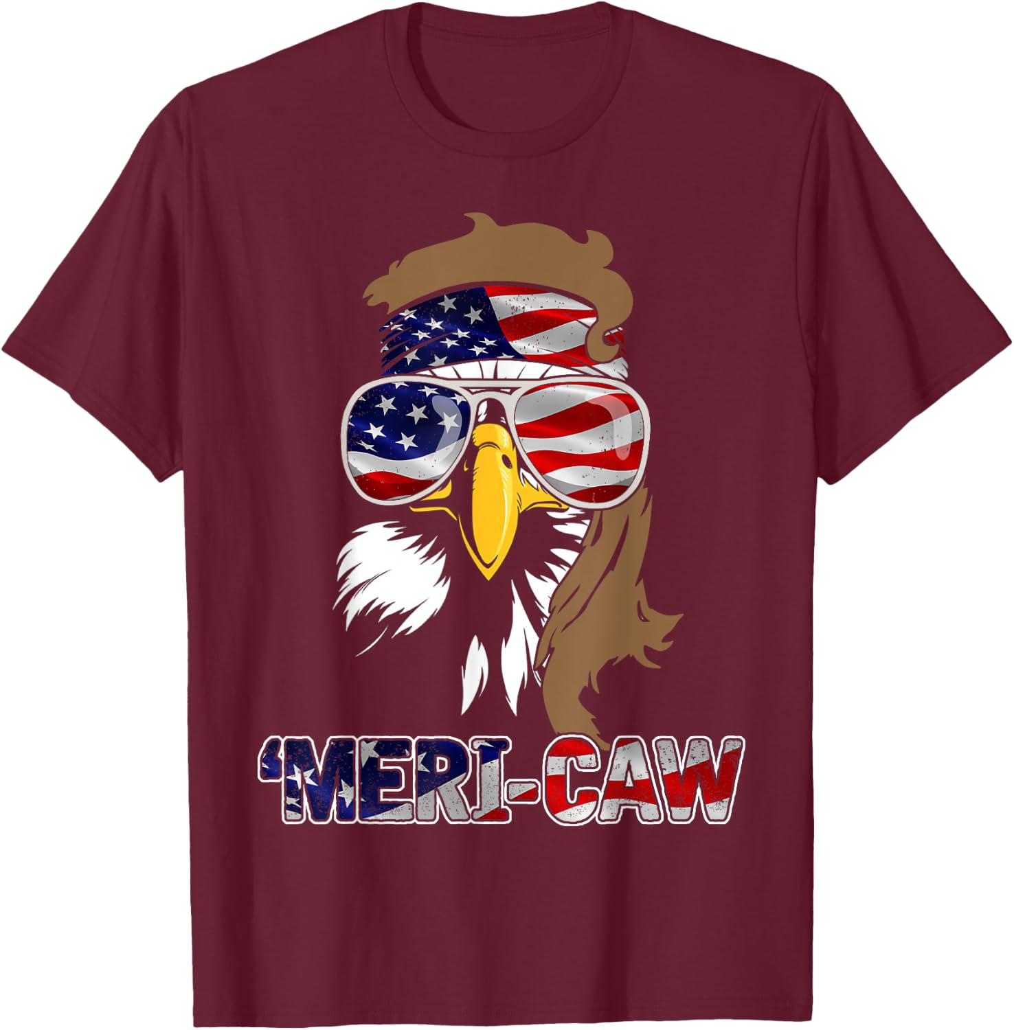 mb35 Mullet Eagle 'Meri-Caw 4th Of July Independence Day Kids Men T-Shirt - T-Shirt | Maroon