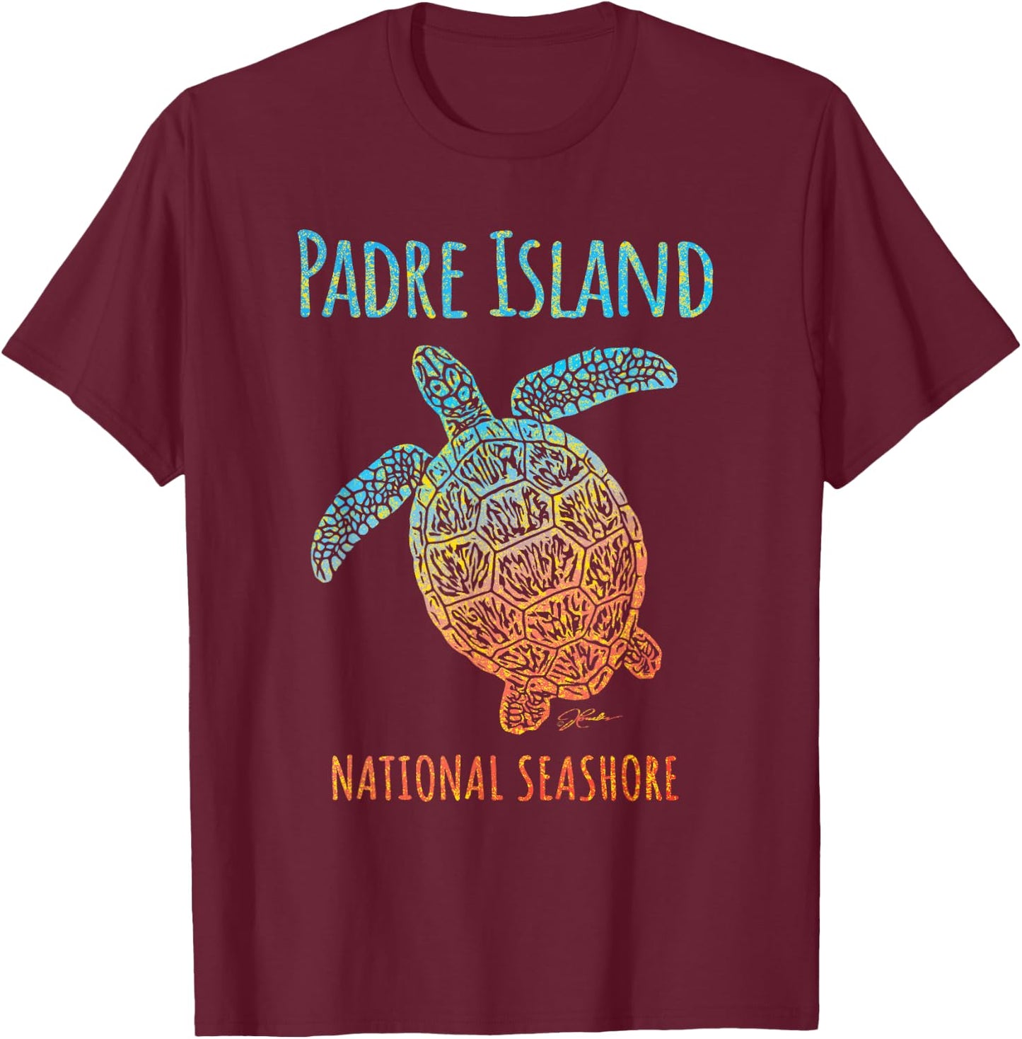 JCombs: Padre Island National Seashore, Sea Turtle, Beach T-Shirt - T-Shirt | Maroon