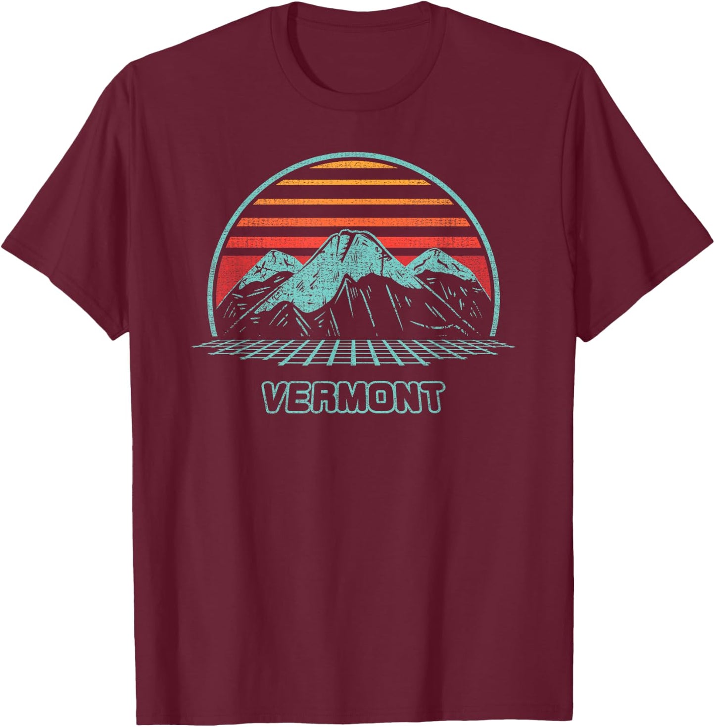 Vermont Retro Mountain Hiking 80s Style T-Shirt - T-Shirt | Maroon