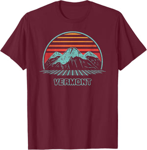 Vermont Retro Mountain Hiking 80s Style T-Shirt - T-Shirt | Maroon