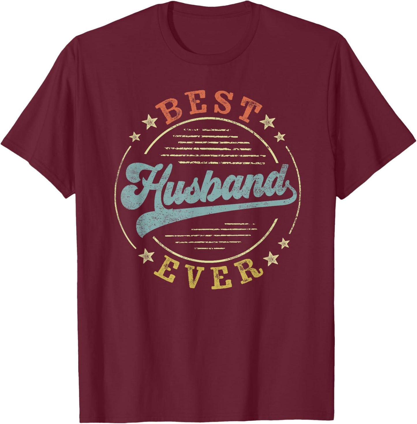 Best Husband Ever Father's Day Husband Gifts Vintage Emblem T-Shirt - T-Shirt | Maroon