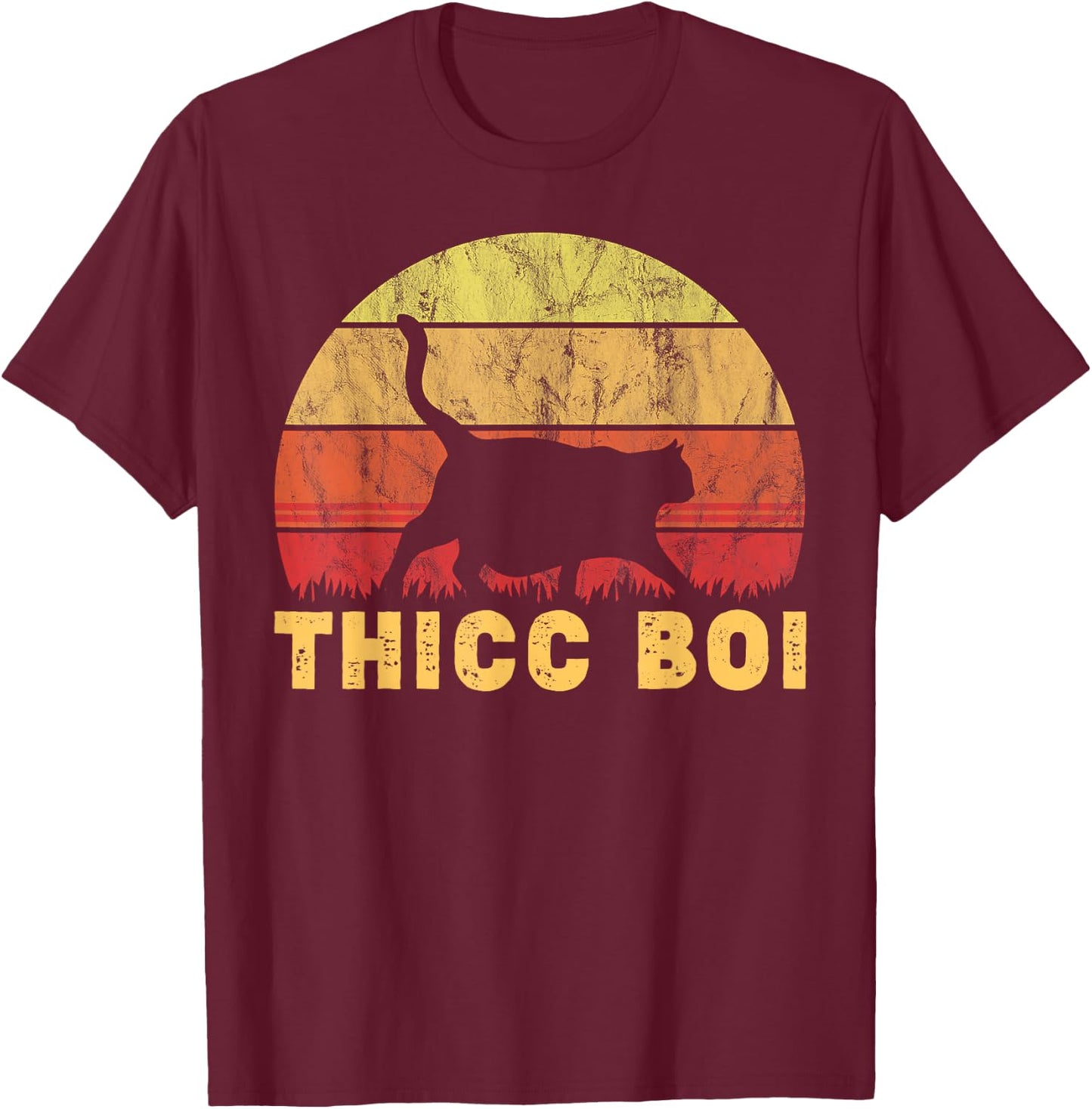 Thicc Boi Chonk Meme Fat Boy Cat Owner T-Shirt - T-Shirt | Maroon