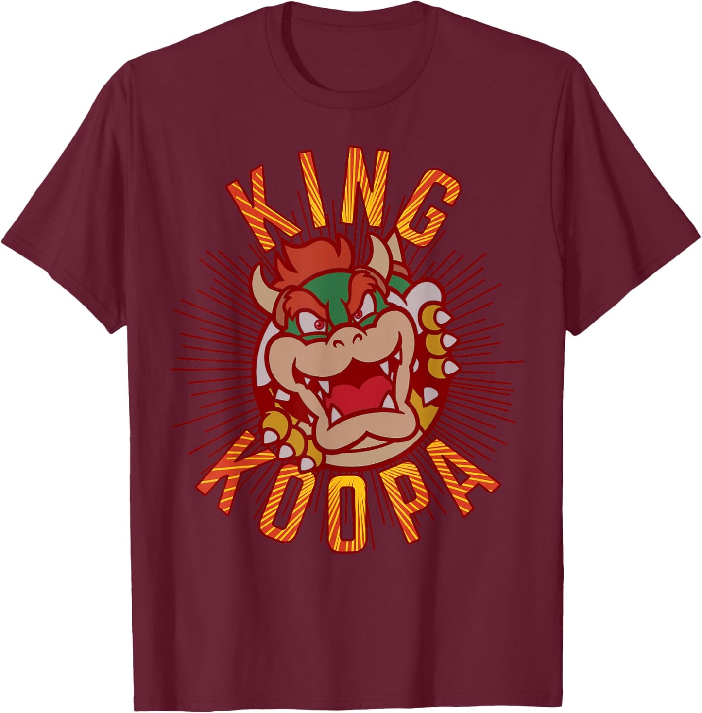Super Mario King Koopa Bowser Vintage Nintendo Portrait T-Shirt - T-Shirt | Maroon